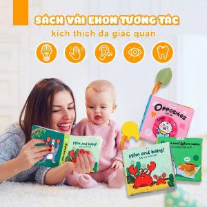 Sách vải lật mở có nhạc giúp bé phát triển giác quan và vận động tinh peekaboo